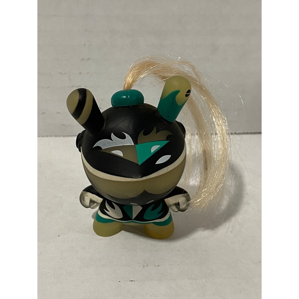 Kidrobot Dunny Series 4 P.O.W. Vinyl Art Toy Figure Teal Black Blonde Hair 3"